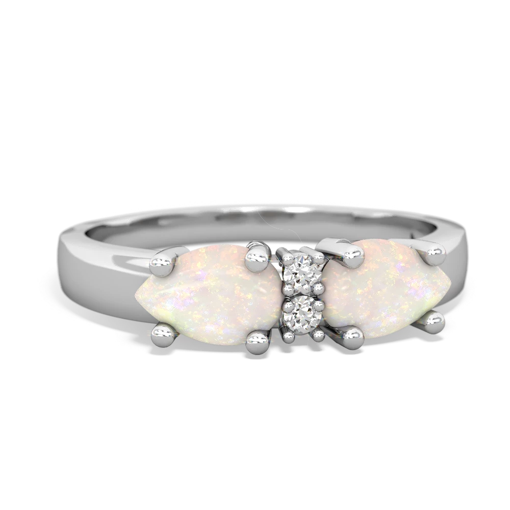 Opal Pear Bowtie 14K White Gold ring R0865