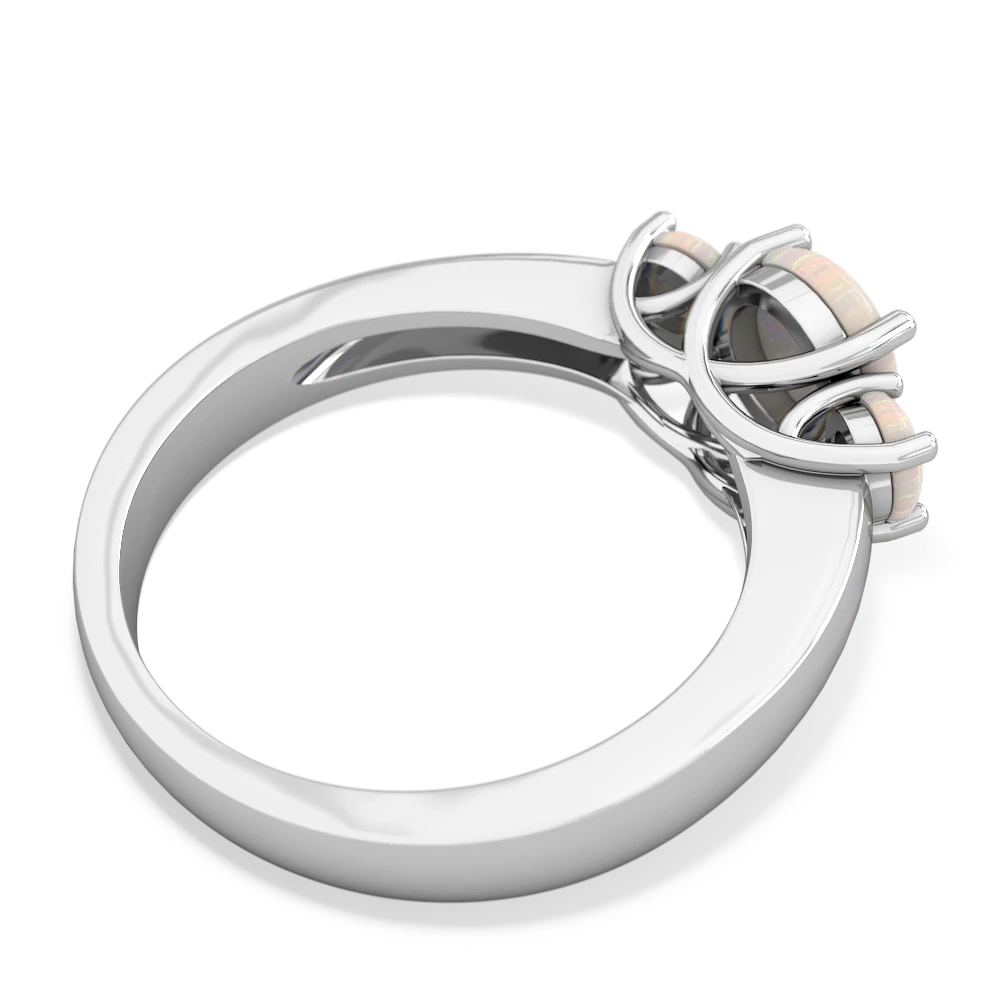 Opal Three Stone Round Trellis 14K White Gold ring R4018