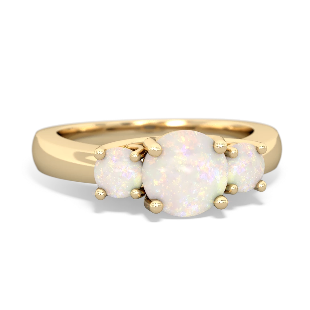 Citrine Three Stone Round Trellis 14K Yellow Gold ring R4018
