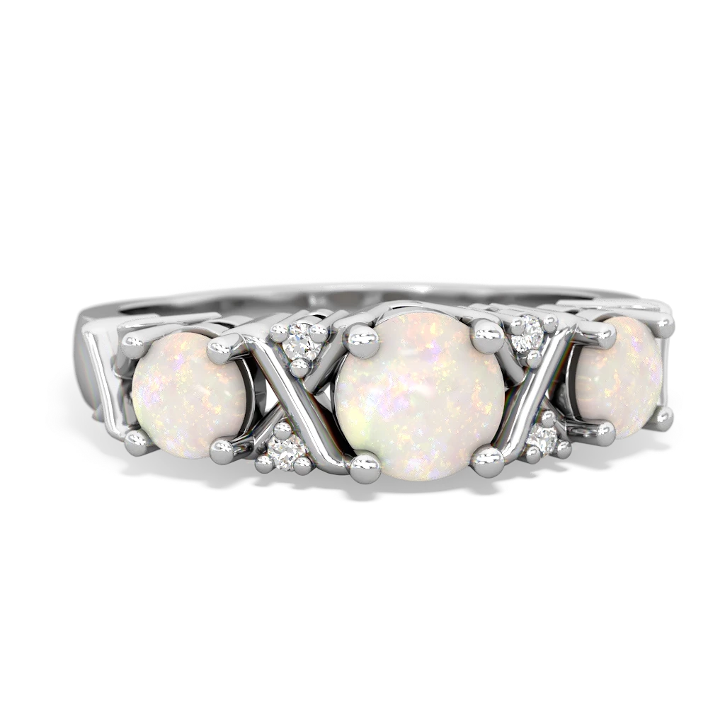 London Topaz Hugs And Kisses 14K White Gold ring R5016