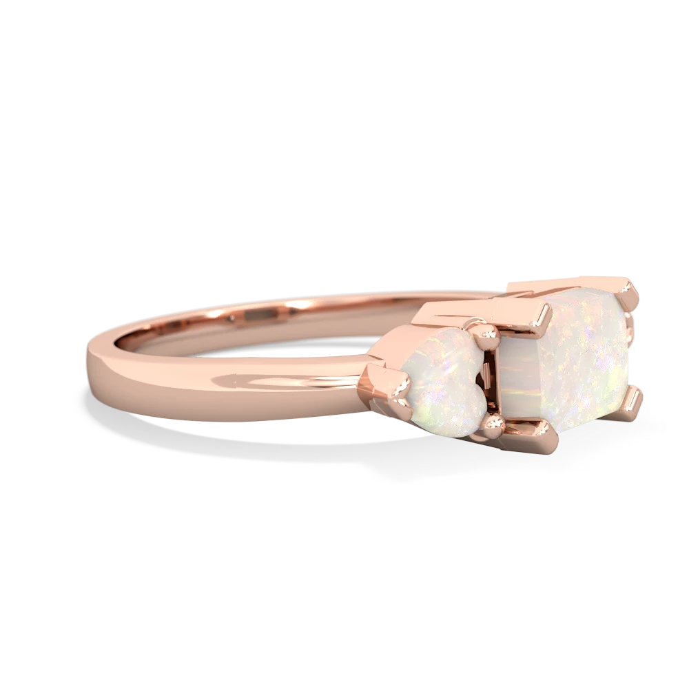 Lab Emerald Three Stone 14K Rose Gold ring R5235