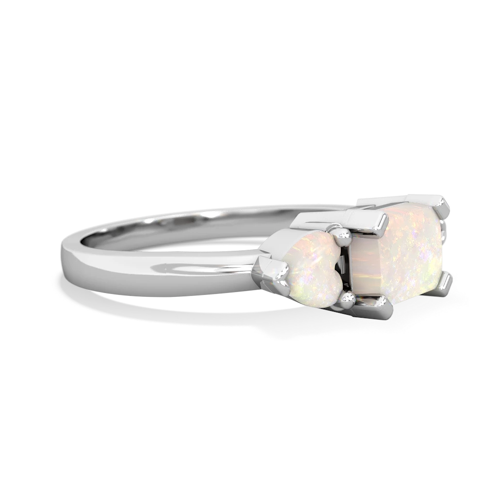 Garnet Three Stone 14K White Gold ring R5235