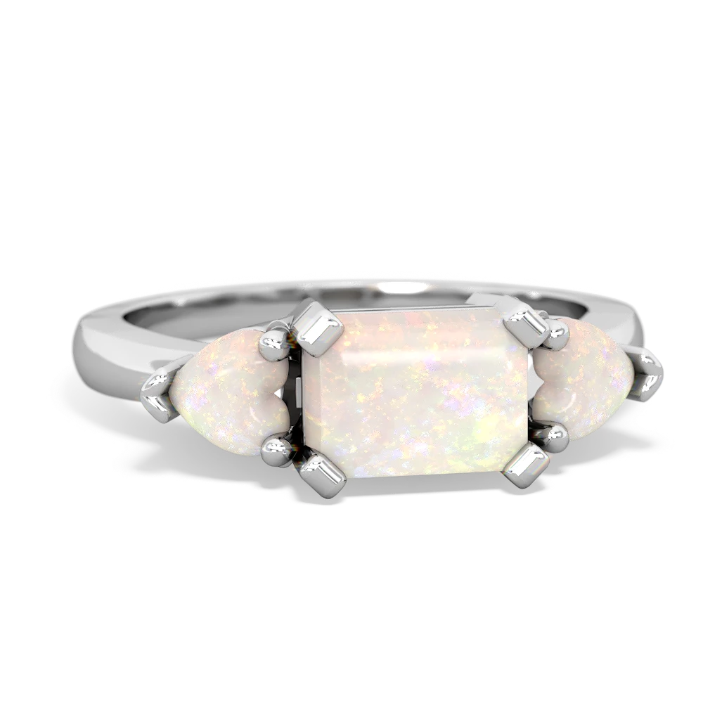 Opal Three Stone 14K White Gold ring R5235