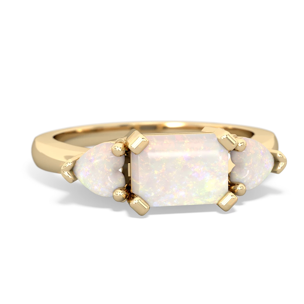 Fire Opal Three Stone 14K Yellow Gold ring R5235