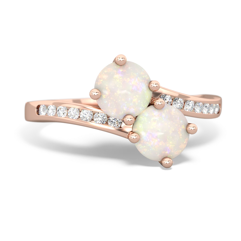 Opal Channel Set Two Stone 14K Rose Gold ring R5303