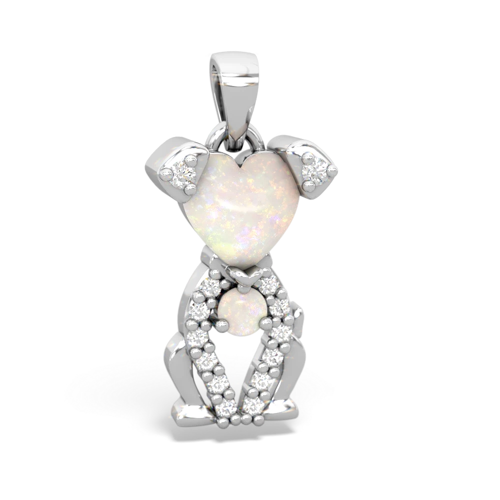 Opal Puppy Love 14K White Gold pendant P5800