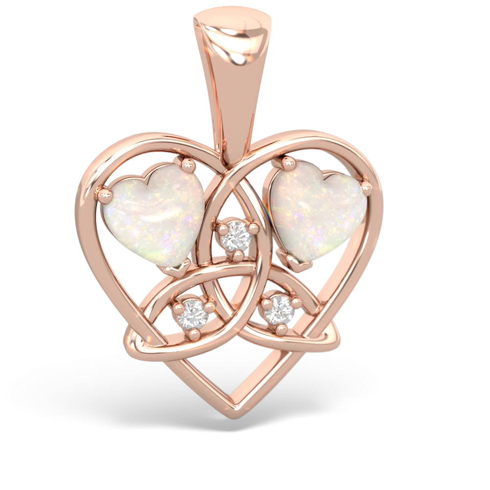 Opal Celtic Trinity Heart 14K Rose Gold pendant P5331