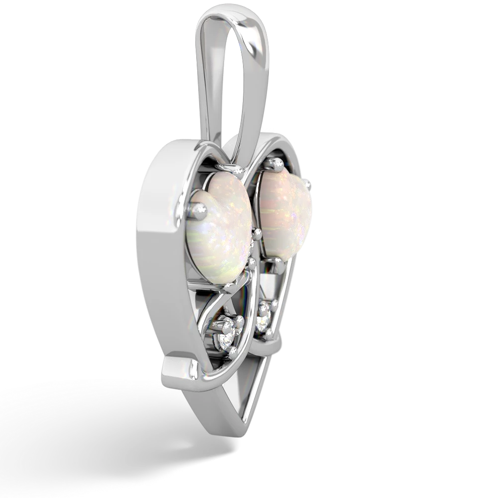 Opal Celtic Trinity Heart 14K White Gold pendant P5331