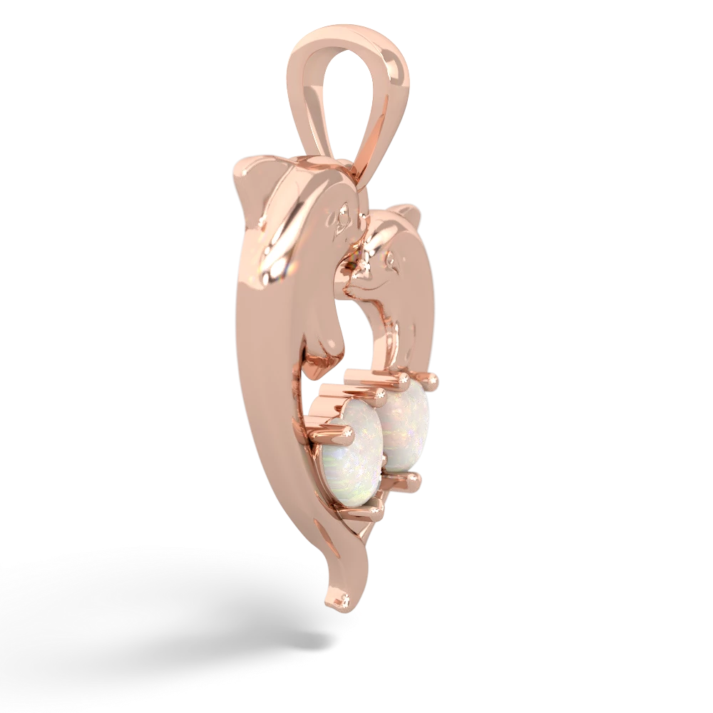 Opal Dolphin Heart 14K Rose Gold pendant P5820