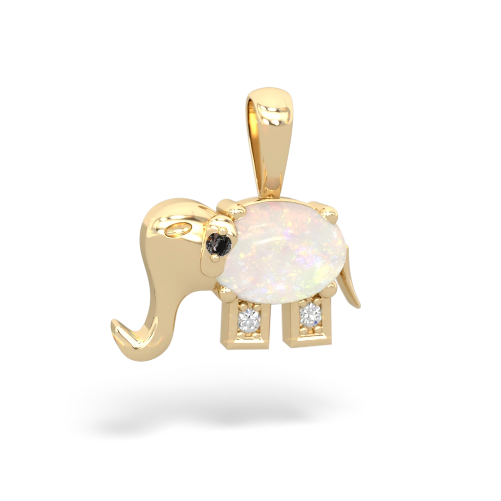 Opal Elephant 14K Yellow Gold pendant P2555