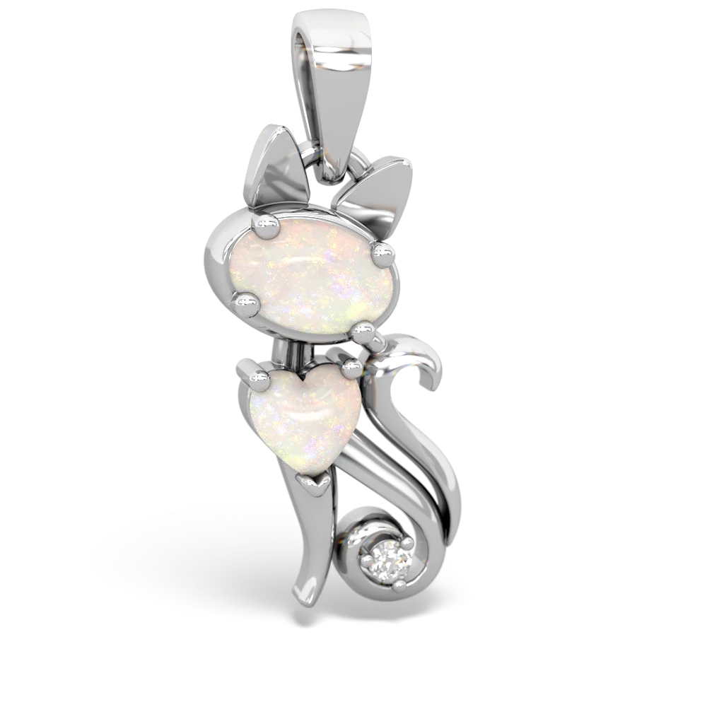 Opal Kitten 14K White Gold pendant P5780