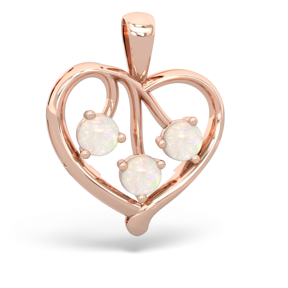 Opal Glowing Heart 14K Rose Gold pendant P2233