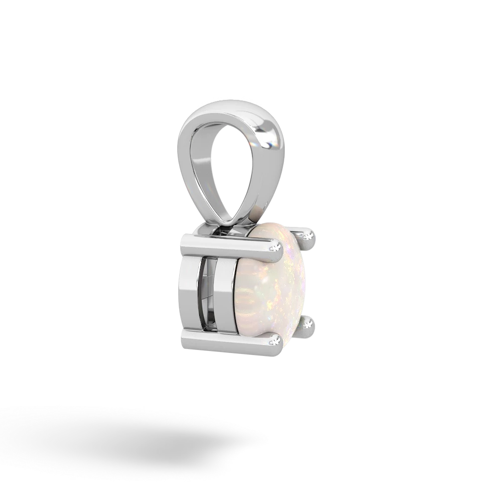 Opal 6Mm Round Solitaire 14K White Gold pendant P1786