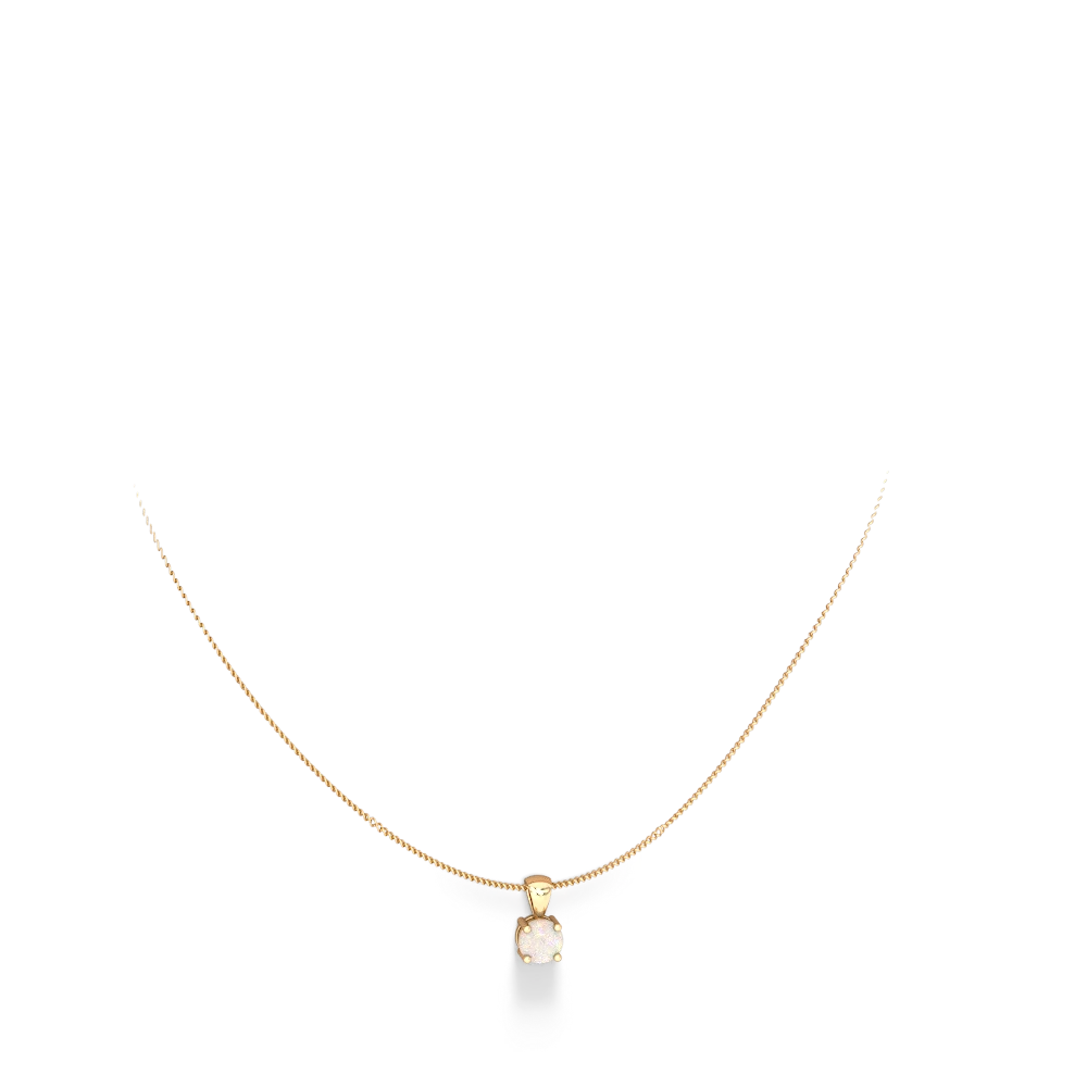 Opal 6Mm Round Solitaire 14K Yellow Gold pendant P1786