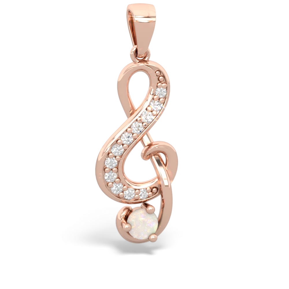 Opal G-Clef Music 14K Rose Gold pendant P5830