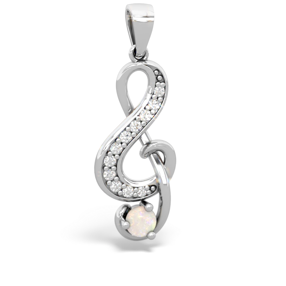 Opal G-Clef Music 14K White Gold pendant P5830