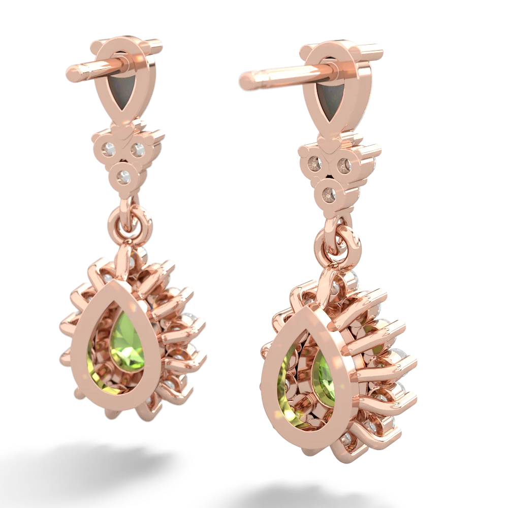 Opal Halo Pear Dangle 14K Rose Gold earrings E1882