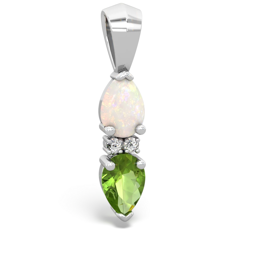 Opal Bowtie Drop 14K White Gold pendant P0865