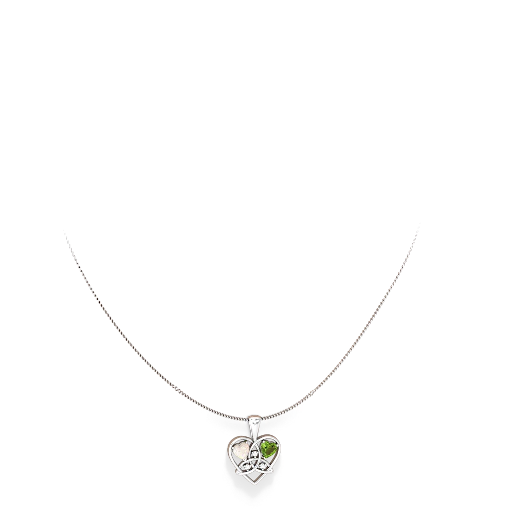 Opal Celtic Trinity Heart 14K White Gold pendant P5331