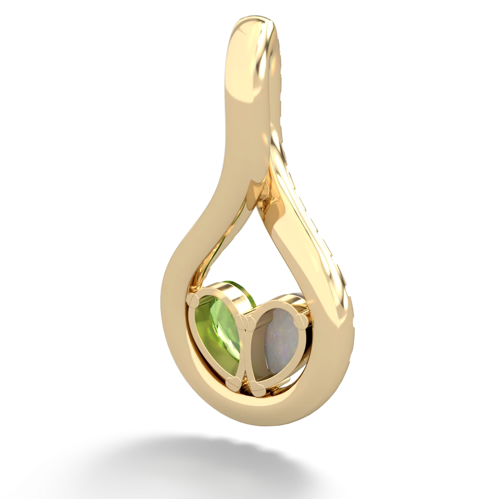 Opal Pave Twist 'One Heart' 14K Yellow Gold pendant P5360