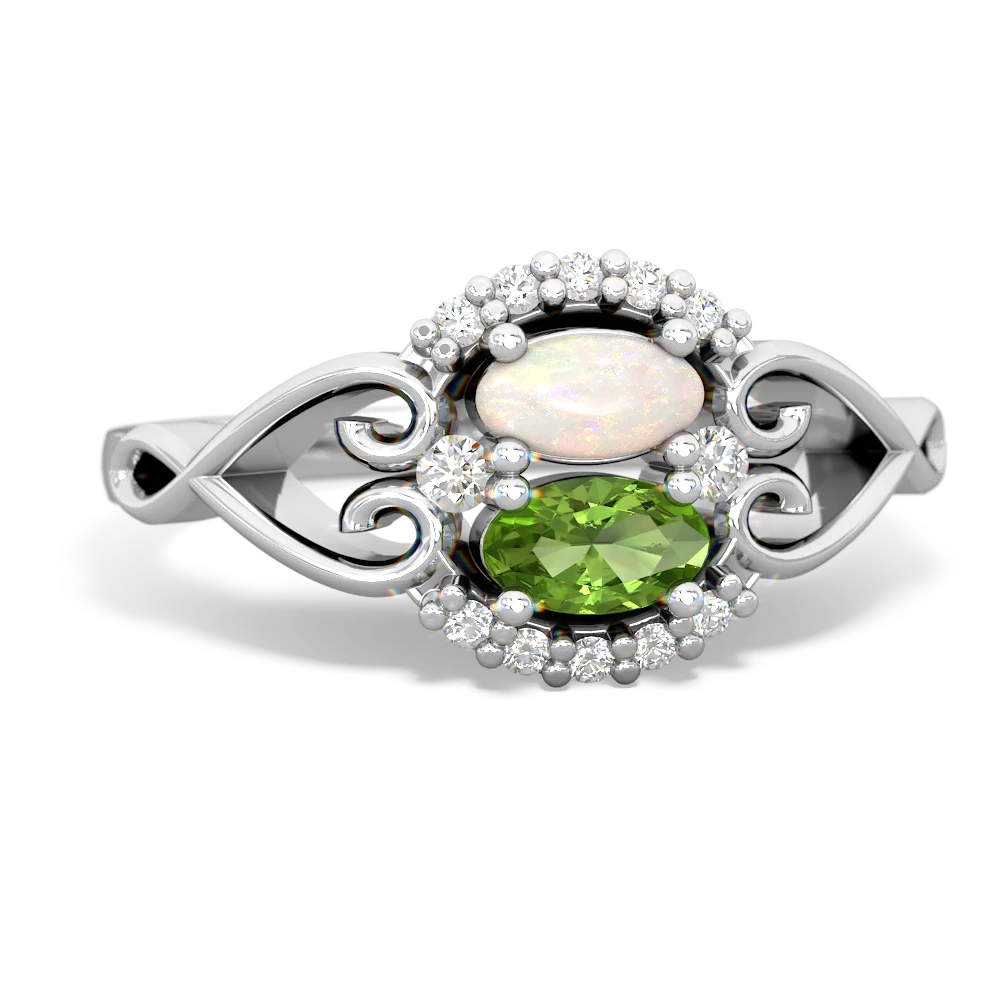 Opal Love Nest 14K White Gold ring R5860