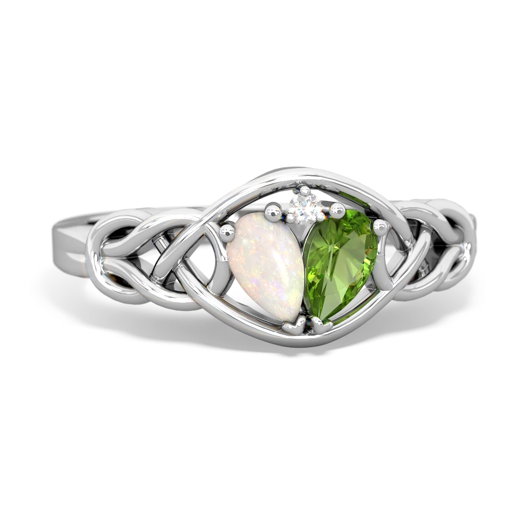 Opal Celtic Love Knot 14K White Gold ring R5420