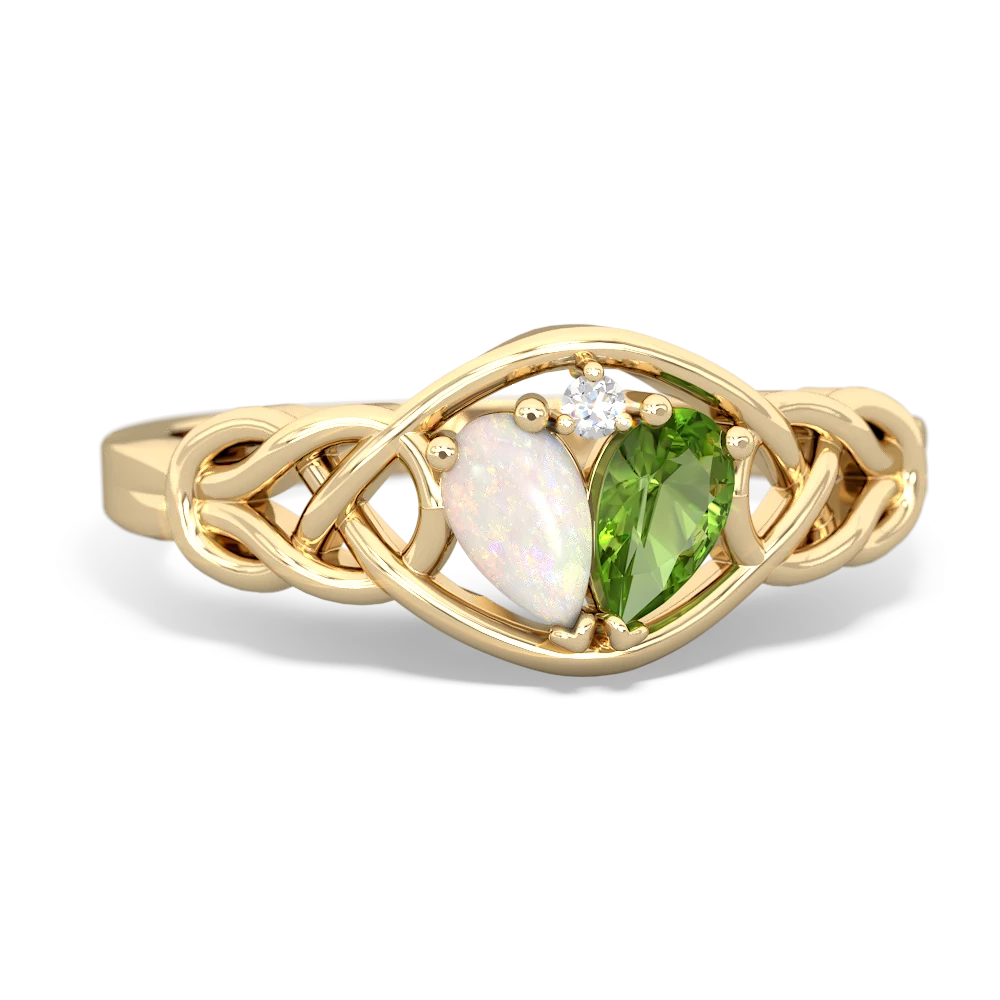 Opal Celtic Love Knot 14K Yellow Gold ring R5420