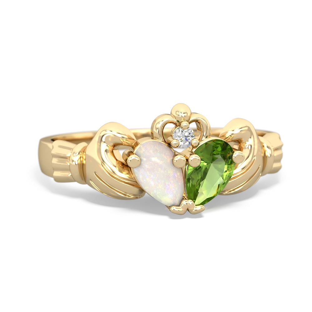 Opal 'Our Heart' Claddagh 14K Yellow Gold ring R2388