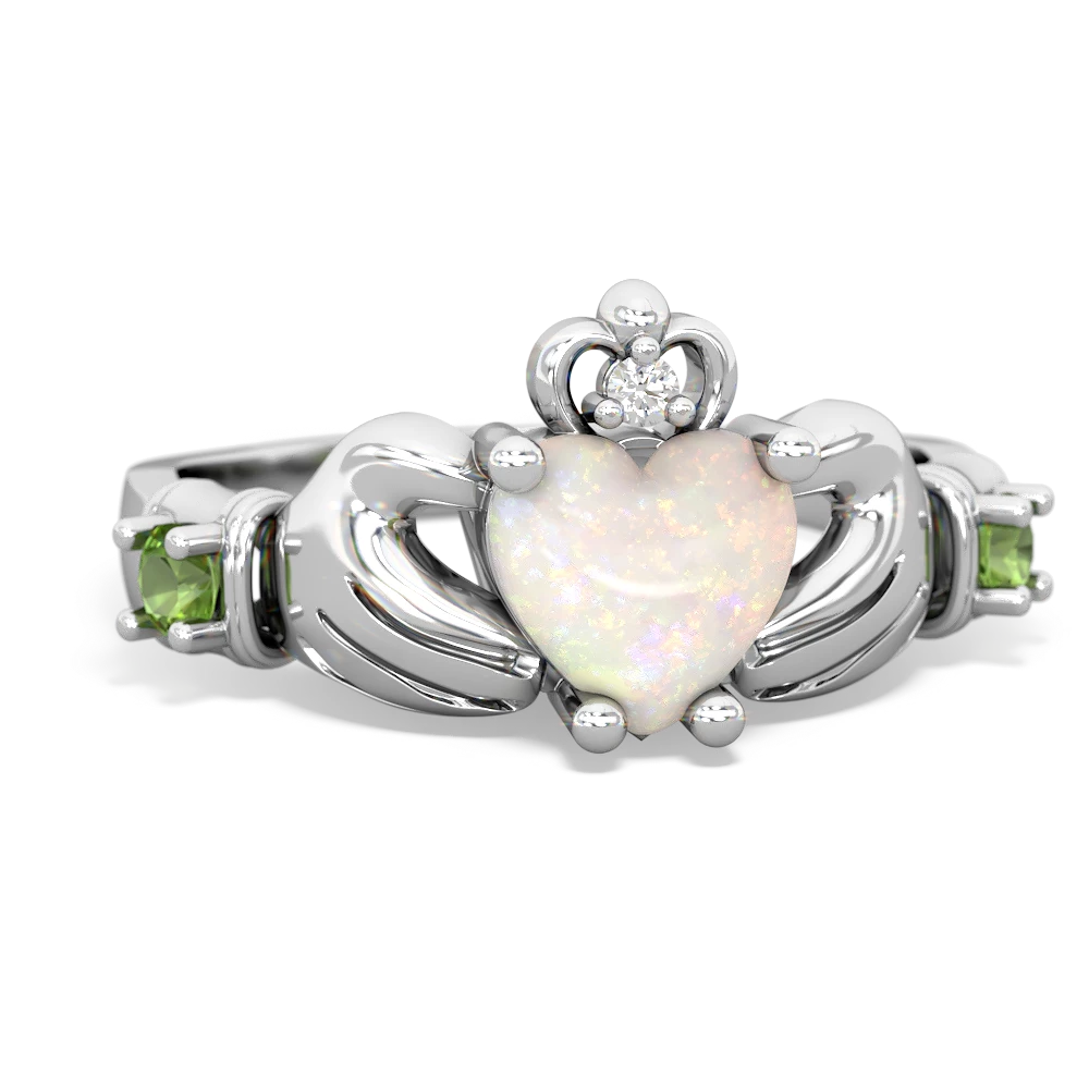 Opal Claddagh Keepsake 14K White Gold ring R5245