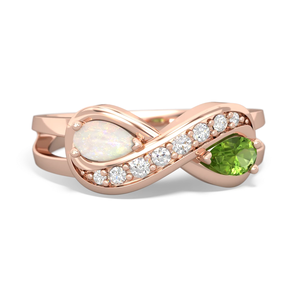 Opal Diamond Infinity 14K Rose Gold ring R5390