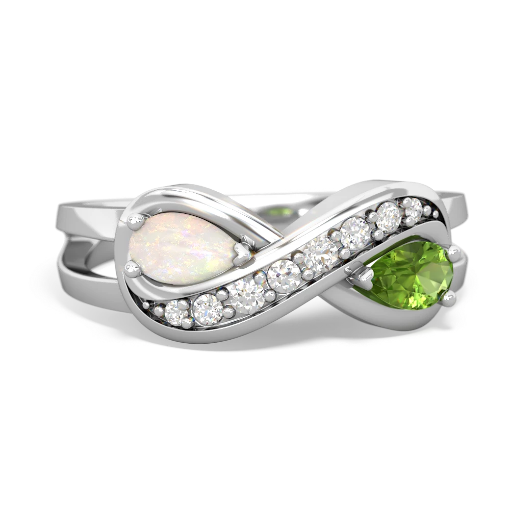 Opal Diamond Infinity 14K White Gold ring R5390