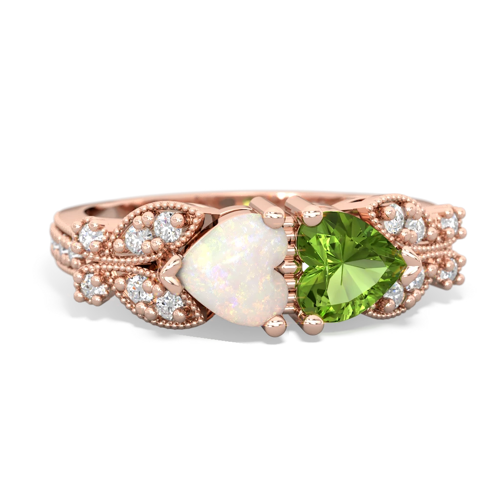 Opal Diamond Butterflies 14K Rose Gold ring R5601