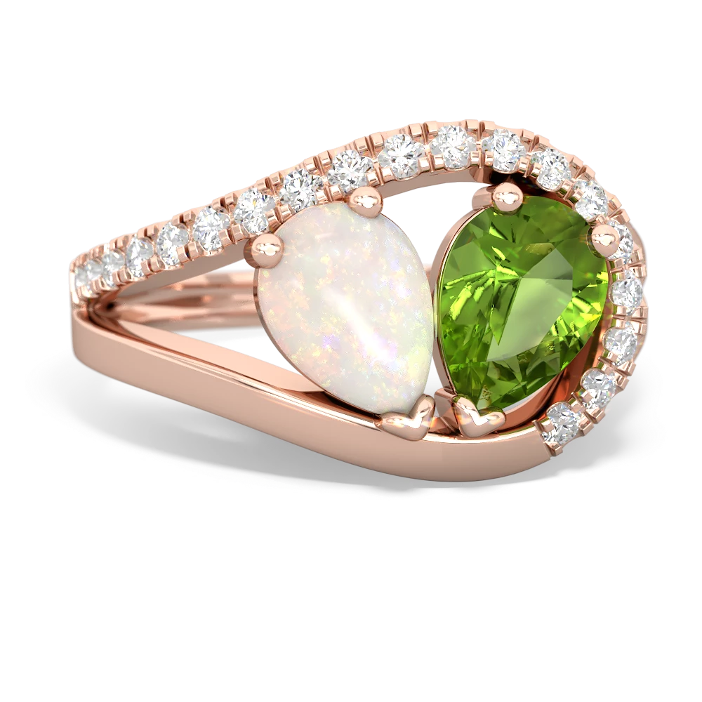 Opal Nestled Heart Keepsake 14K Rose Gold ring R5650