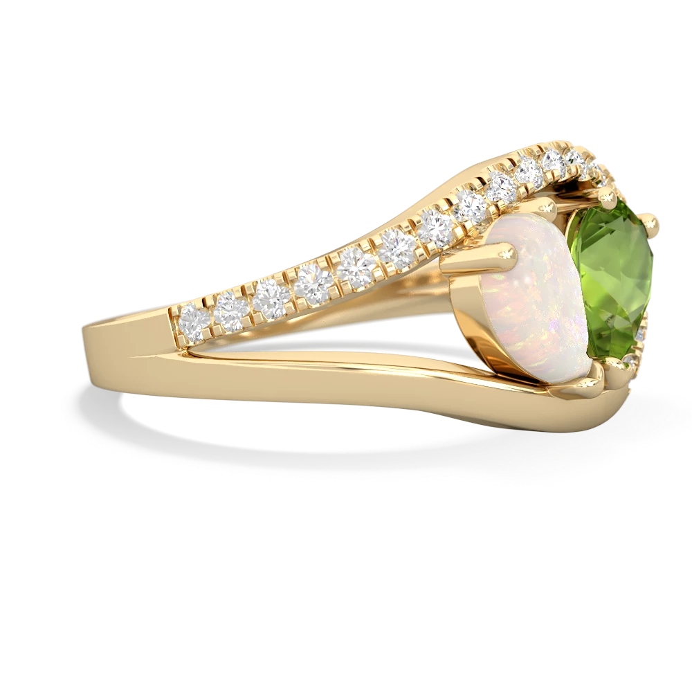 Opal Nestled Heart Keepsake 14K Yellow Gold ring R5650