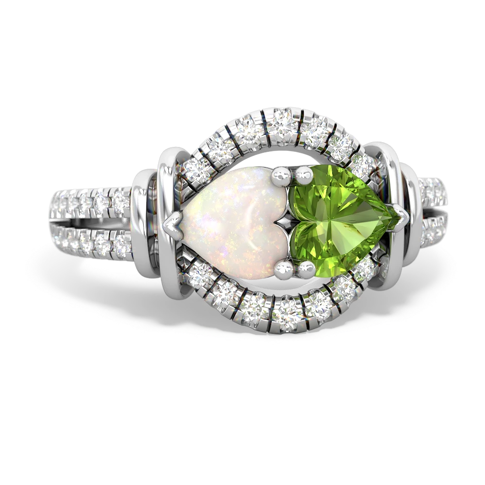 Opal Art-Deco Keepsake 14K White Gold ring R5630