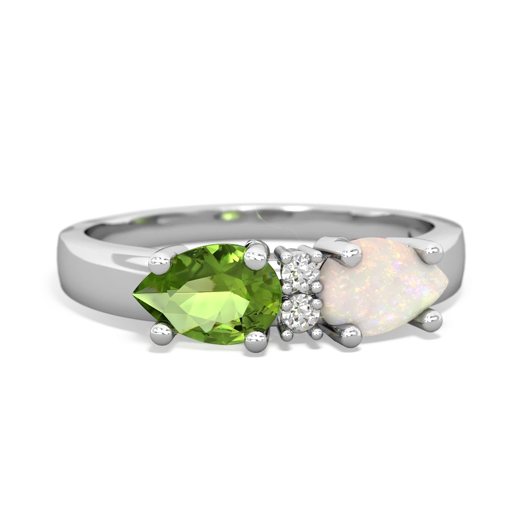 Opal Pear Bowtie 14K White Gold ring R0865