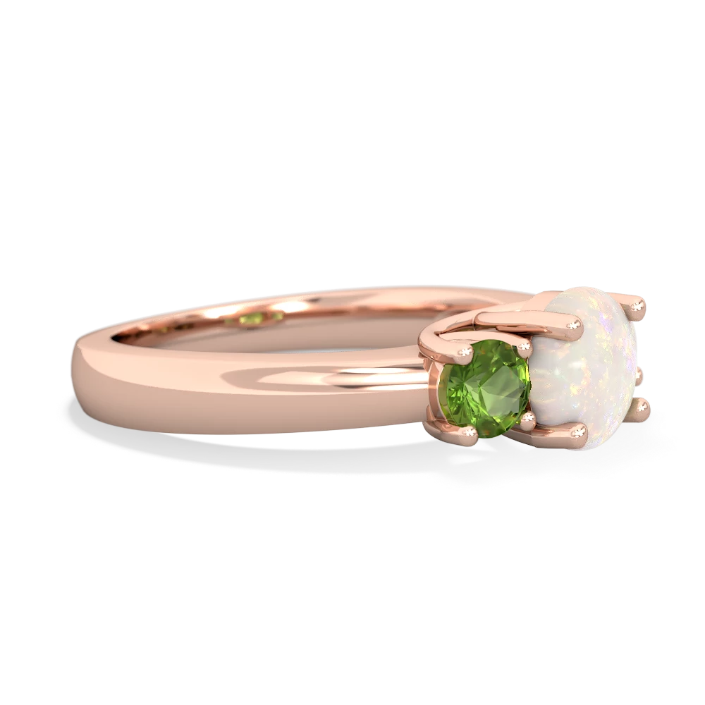 Opal Three Stone Round Trellis 14K Rose Gold ring R4018