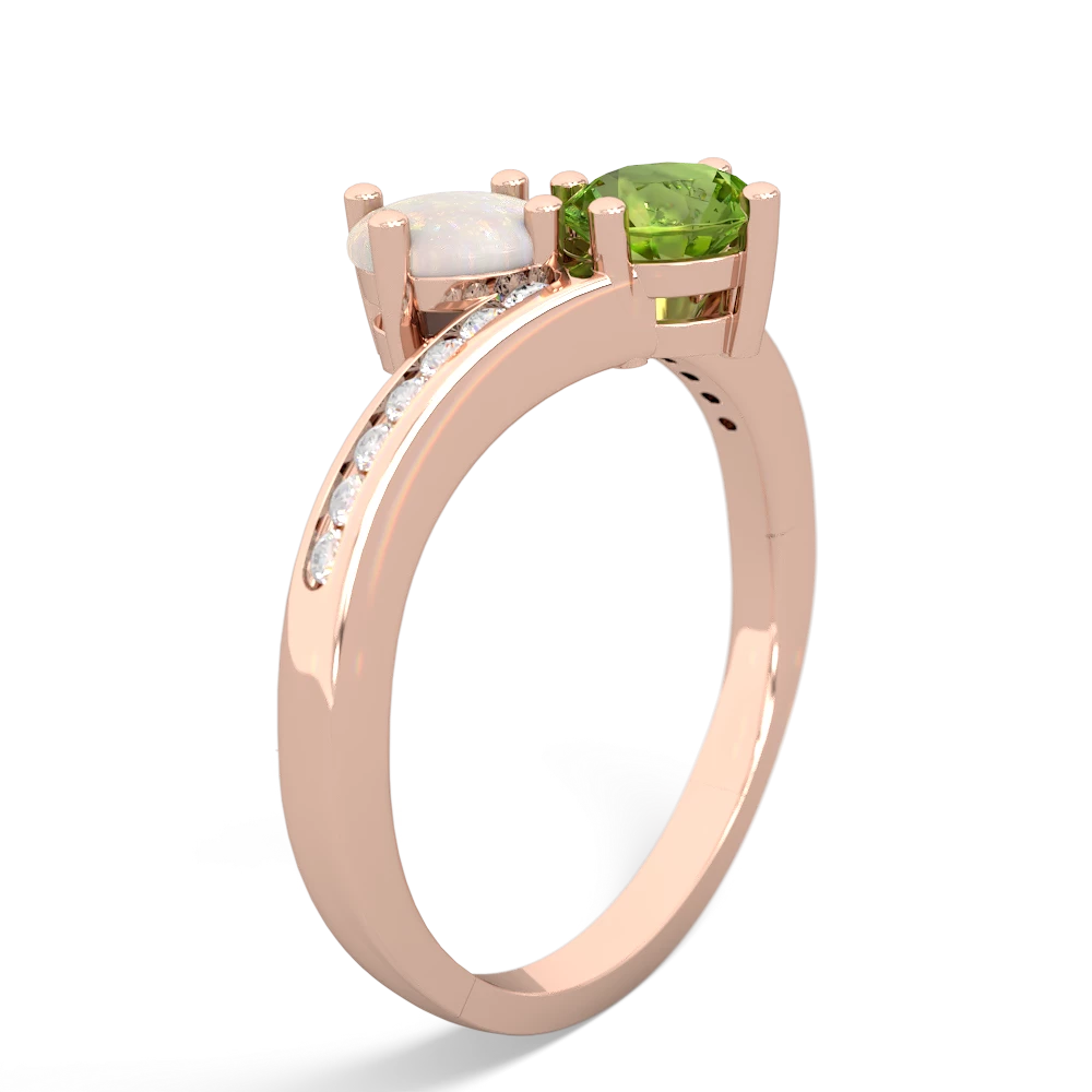 Opal Channel Set Two Stone 14K Rose Gold ring R5303