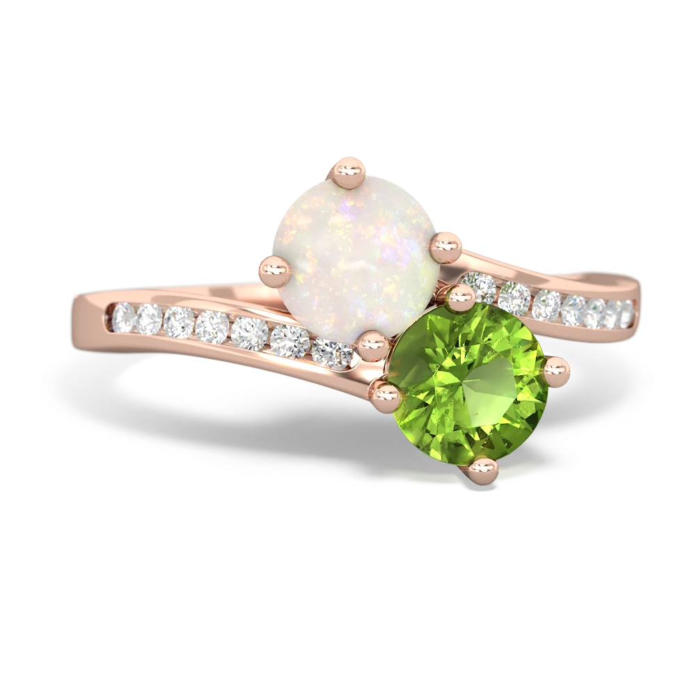 Opal Channel Set Two Stone 14K Rose Gold ring R5303