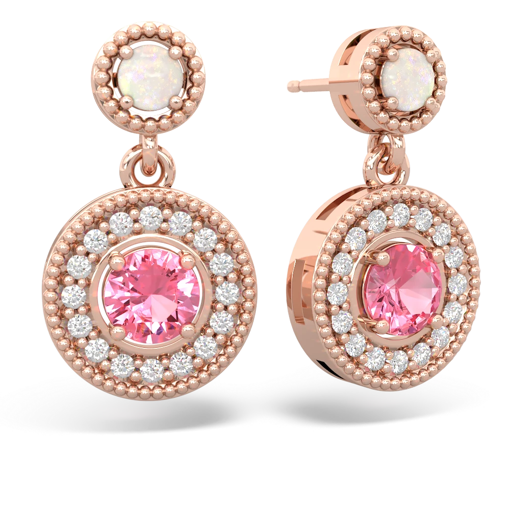 Opal Halo Dangle 14K Rose Gold earrings E5319