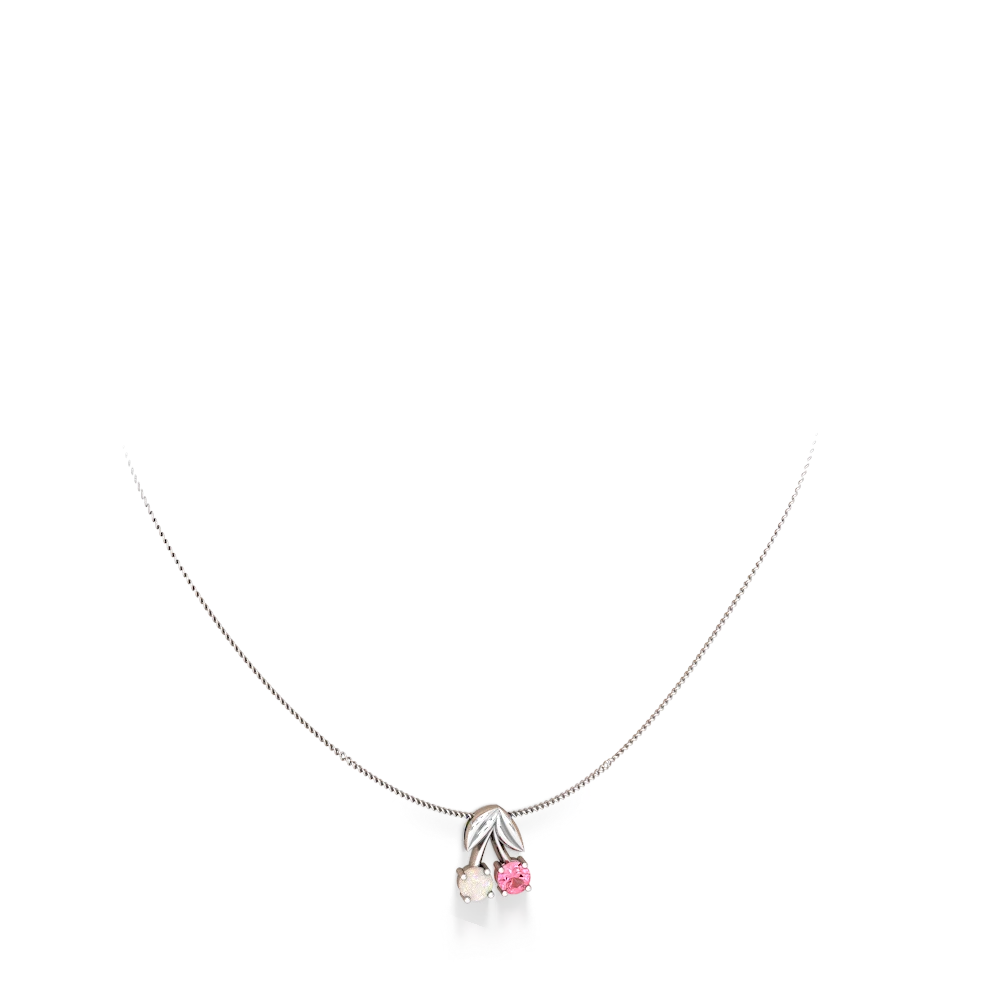 Opal Sweet Cherries 14K White Gold pendant P7001