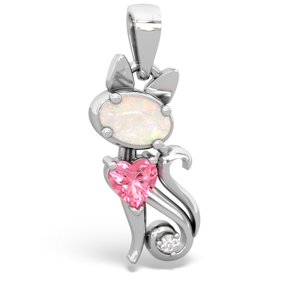 Opal Kitten 14K White Gold pendant P5780