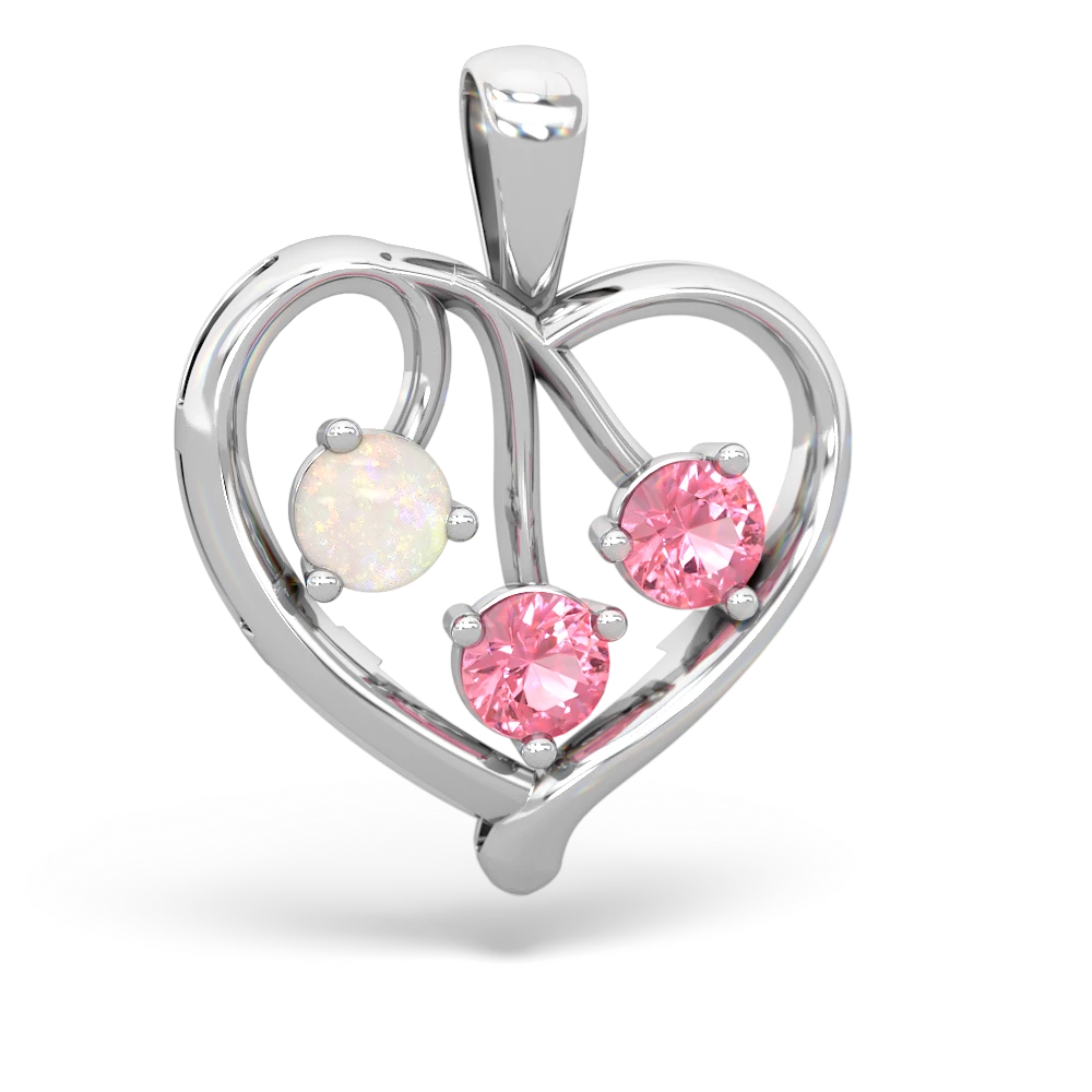 Opal Glowing Heart 14K White Gold pendant P2233