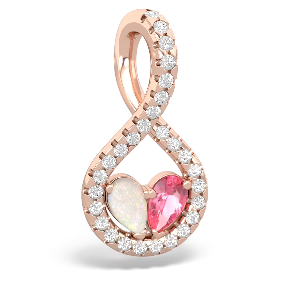 Opal Pave Twist 'One Heart' 14K Rose Gold pendant P5360