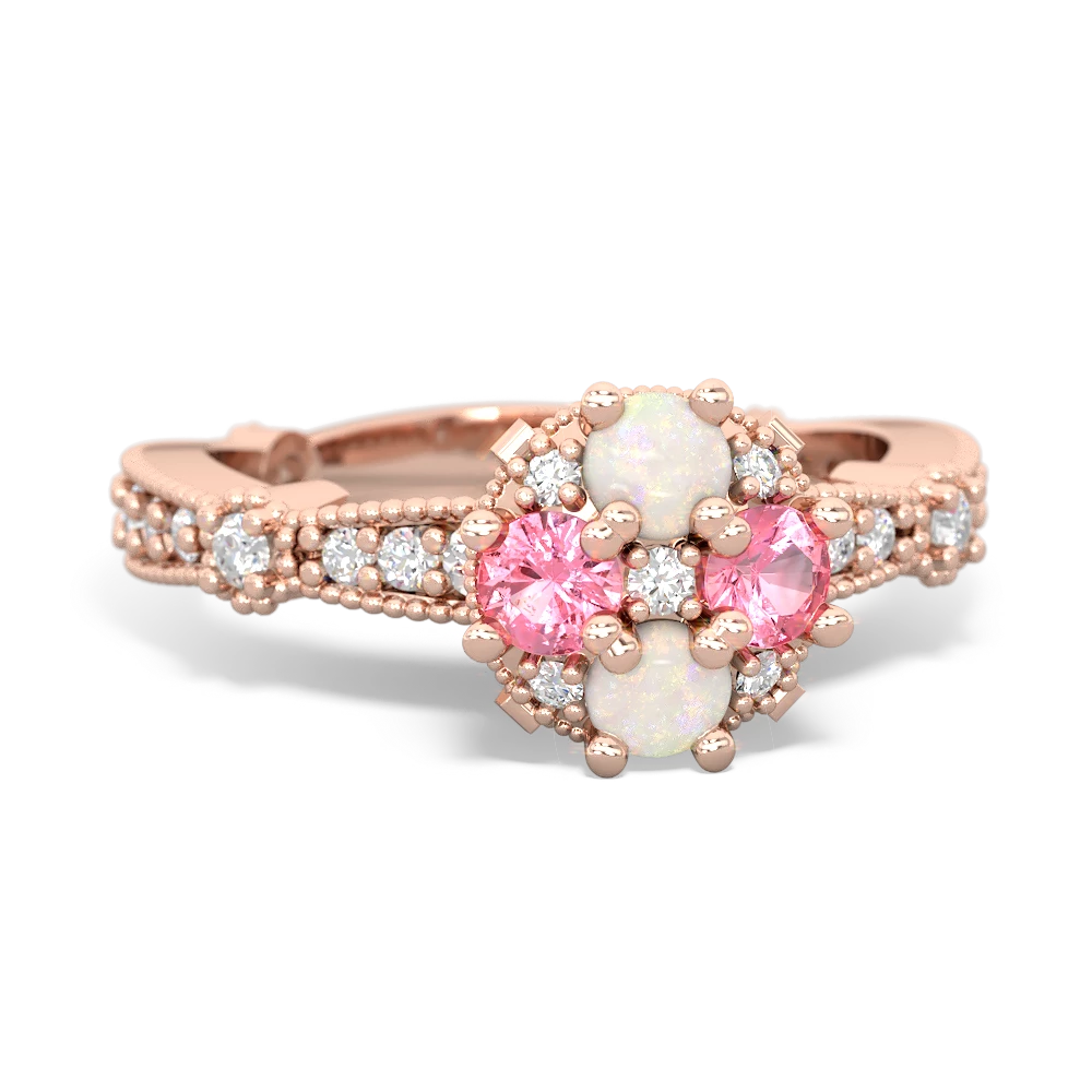 Opal Sparkling Tiara Cluster 14K Rose Gold ring R26293RD