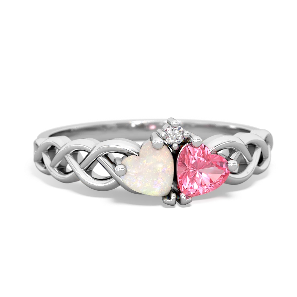 Opal Heart To Heart Braid 14K White Gold ring R5870
