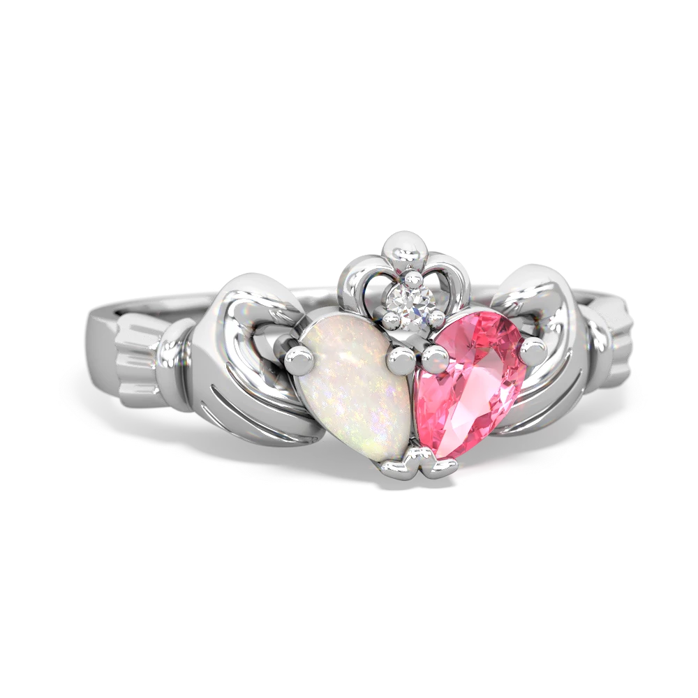 Opal 'Our Heart' Claddagh 14K White Gold ring R2388