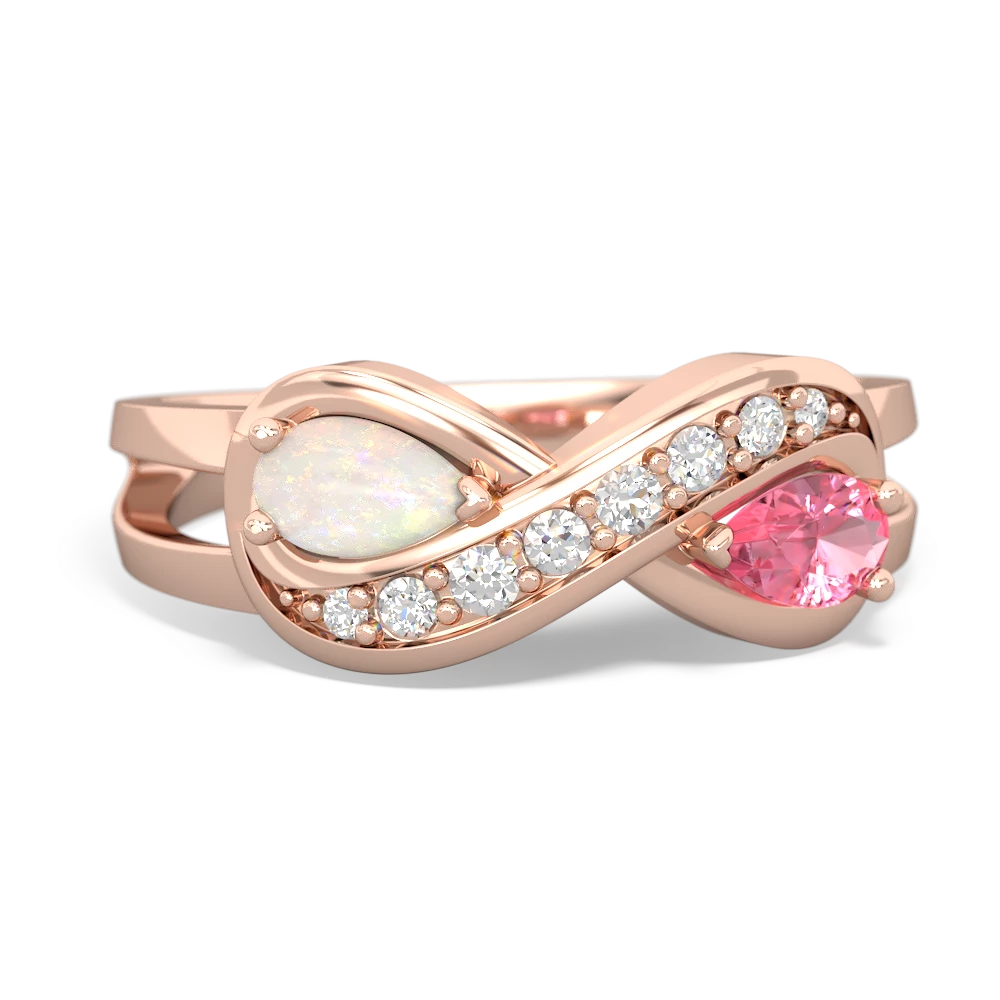 Opal Diamond Infinity 14K Rose Gold ring R5390