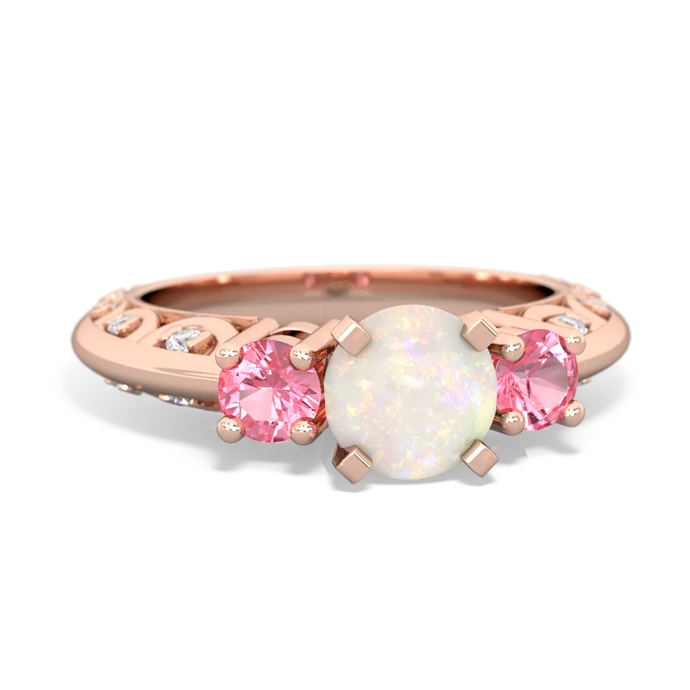 Opal Art Deco Eternal Embrace Engagement 14K Rose Gold ring C2003