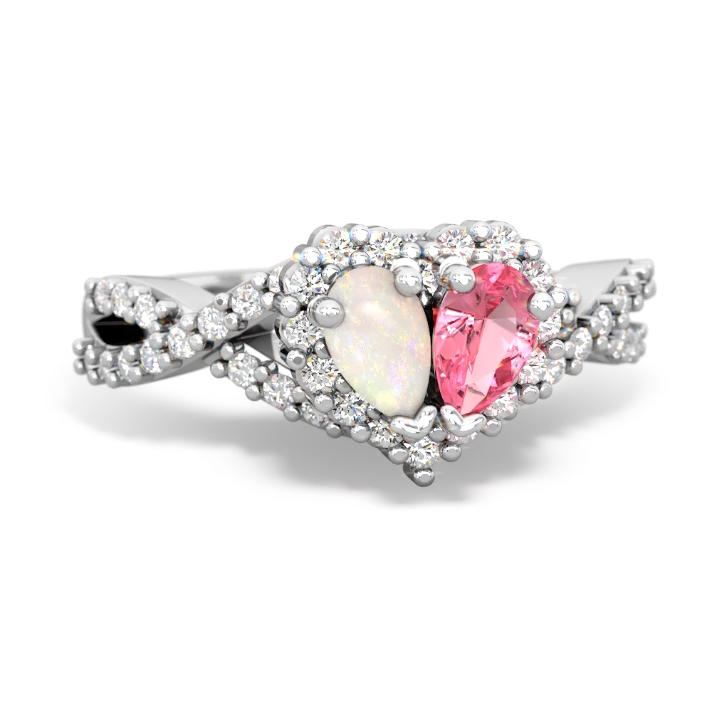 Opal Diamond Twist 'One Heart' 14K White Gold ring R2640HRT